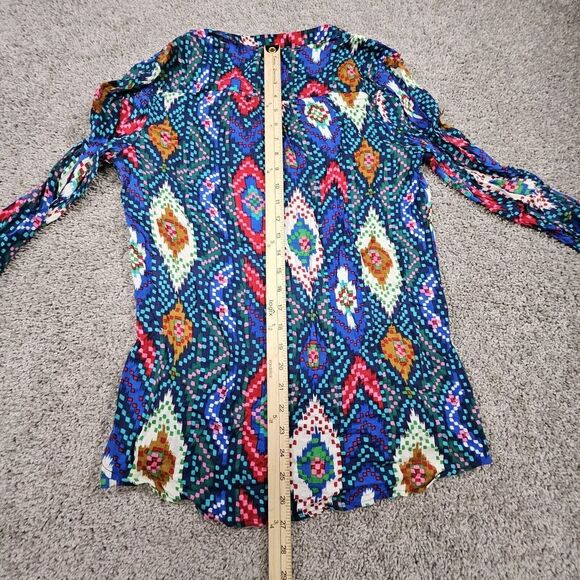 Anthropologie Maeve Blouse Womens Size 8 Topoxte Dropwaist Ikat Western Aztec‎ - Picture 7 of 10